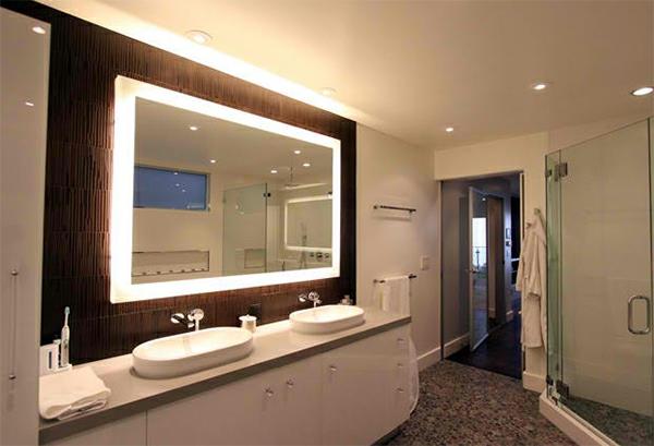 עיצוב חדר אמבטיה תאורת מראה לאמבטיה