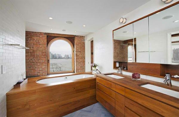 חדר אמבטיה כפרי מראה חדר אמבטיה ריהוט אמבטיה קיר לבנים