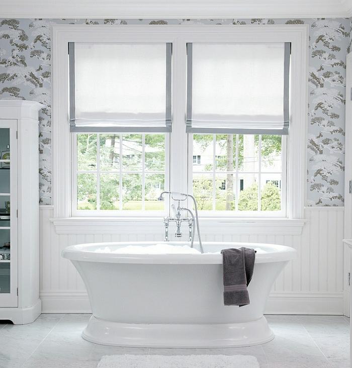 עיצוב חדר אמבטיה עצמאי חלון אמבטיה מסך פרטיות תריסים קפלים תריסים רומאיים