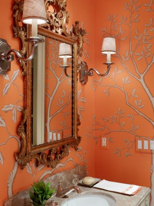 חללי פנים בחדר האמבטיה קירות תפוזים מפוארים
