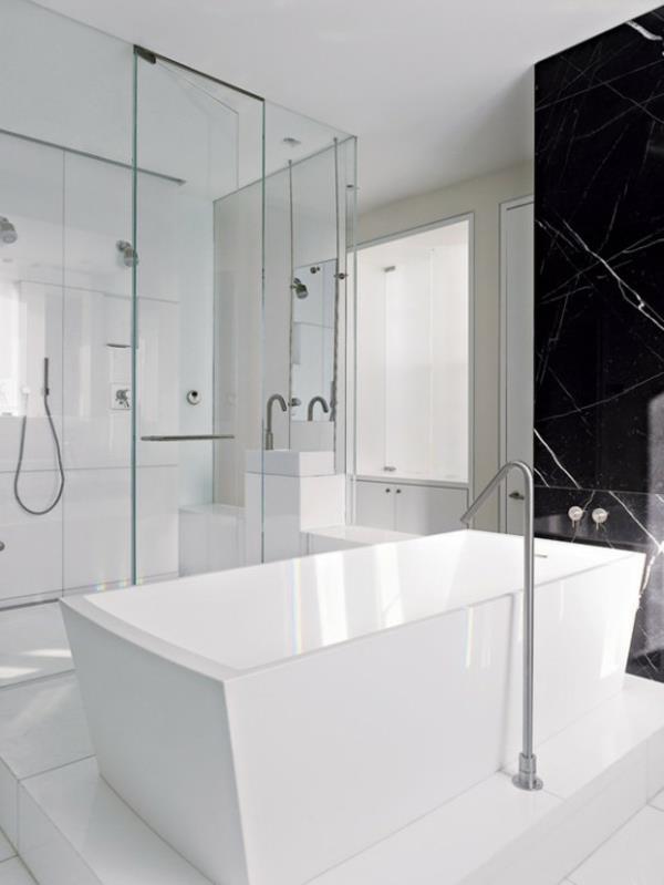 עיצוב פנים חדר אמבטיה שחור ולבן