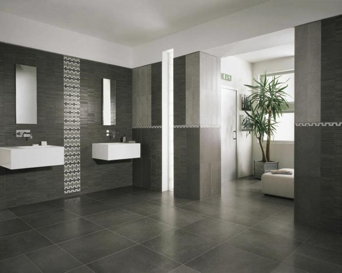 אריחי אמבטיה צמח רעיונות עיצוב קיר רצפה כהה