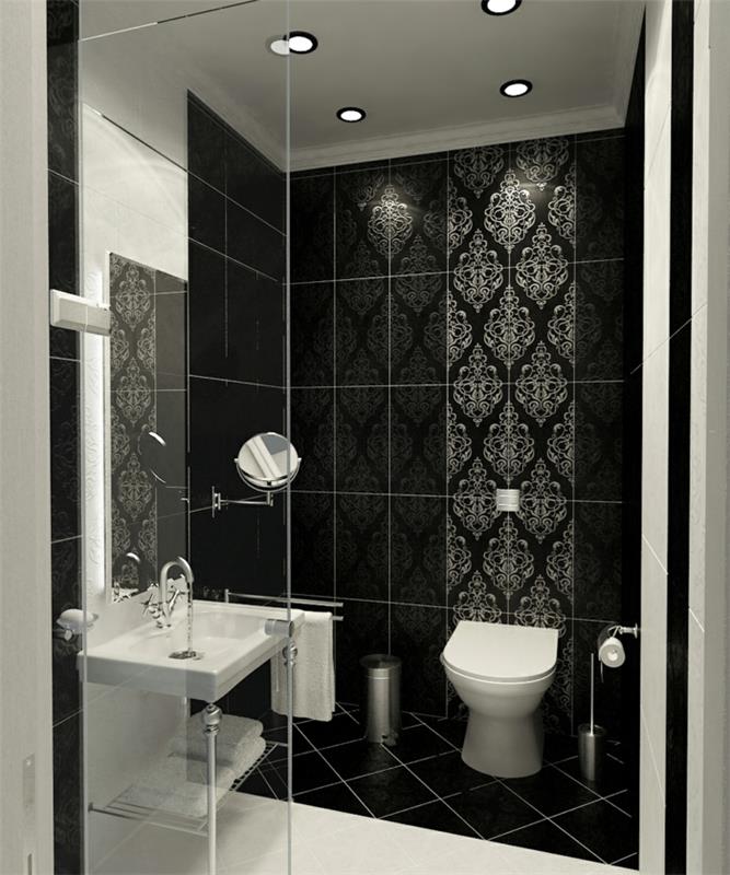 אריחי אמבטיה דפוס שחור רעיונות אמבטיה אלמנטים לבנים