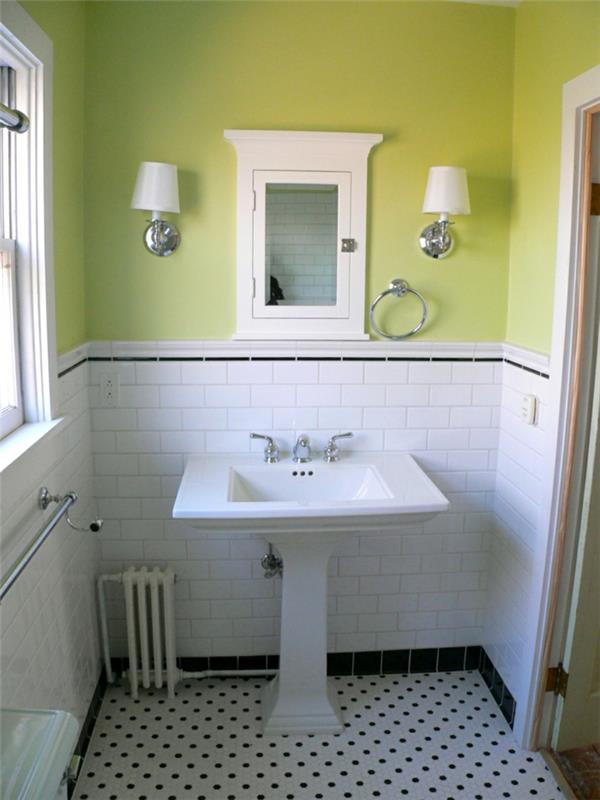 אריחי אמבטיה אריחי קיר לבנים צבע קיר ירוק