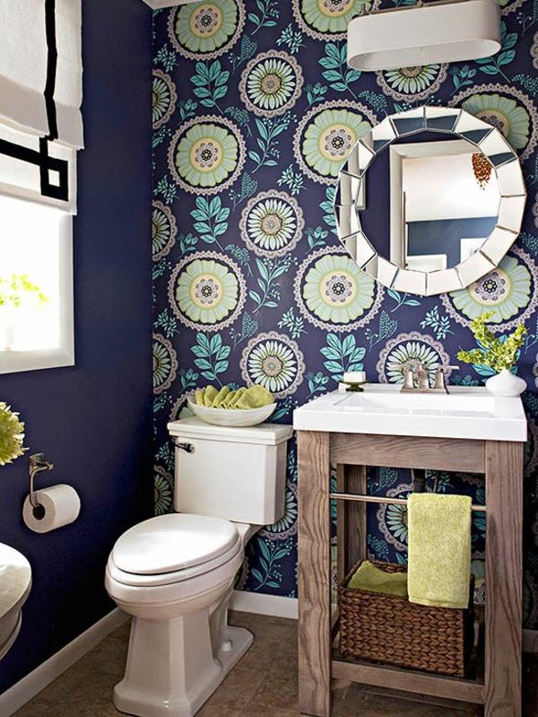 רעיונות לעיצוב חדר אמבטיה בד טפט פרחים