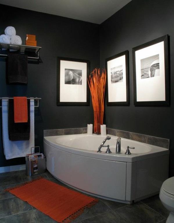 רעיונות לעיצוב חדרי אמבטיה ריהוט אמבטיה ג'אקוזי מבטאים כתומים