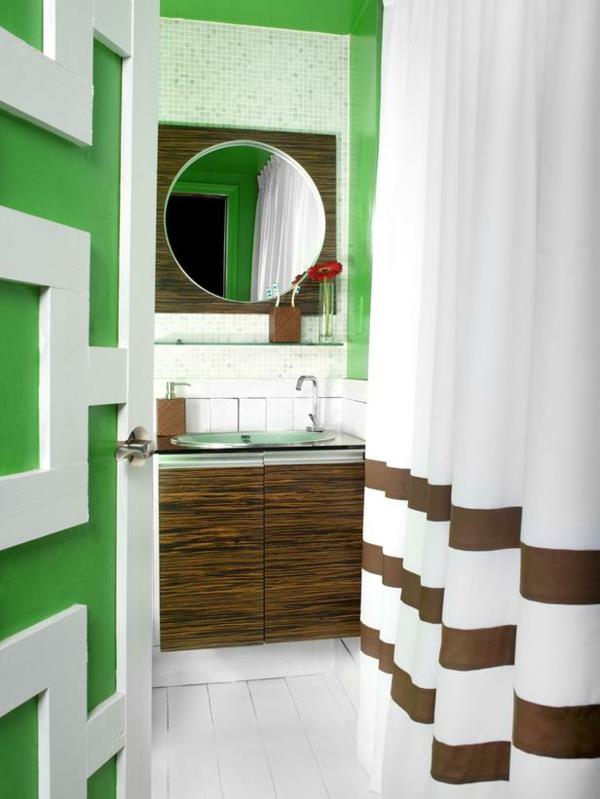 עיצוב חדר אמבטיה בצבע ירוק לבן חום