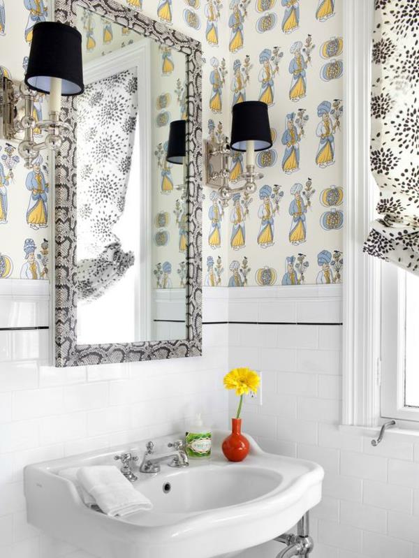 רעיונות לעיצוב חדר אמבטיה טפט ציור קיר בעיצוב צבעוני