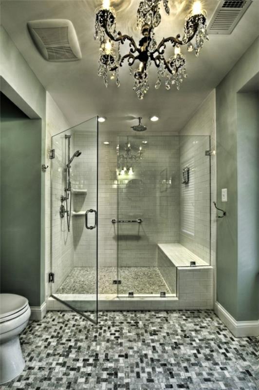 רעיונות עיצוב אמבטיה ריצוף תא מקלחת נברשת
