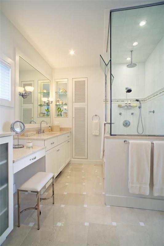 רעיונות לעיצוב חדר אמבטיה לבן תא מקלחת