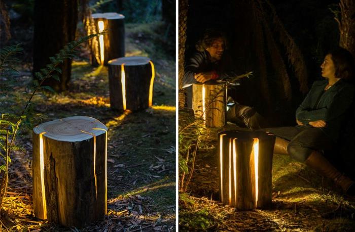 ריהוט גזע עץ Duncan Meerding מנורות מעצבים אור יער