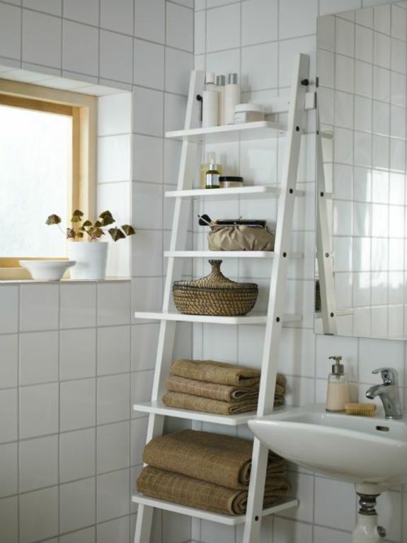 חדר שינה ריהוט מגבת עץ סולם ריהוט אמבטיה מראה טבעי