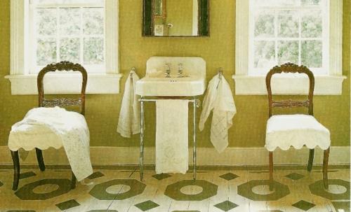 כיור כיסא אמבטיה עתיק כיור כיור רחצה מגבות אמבטיה קירות ירוקים