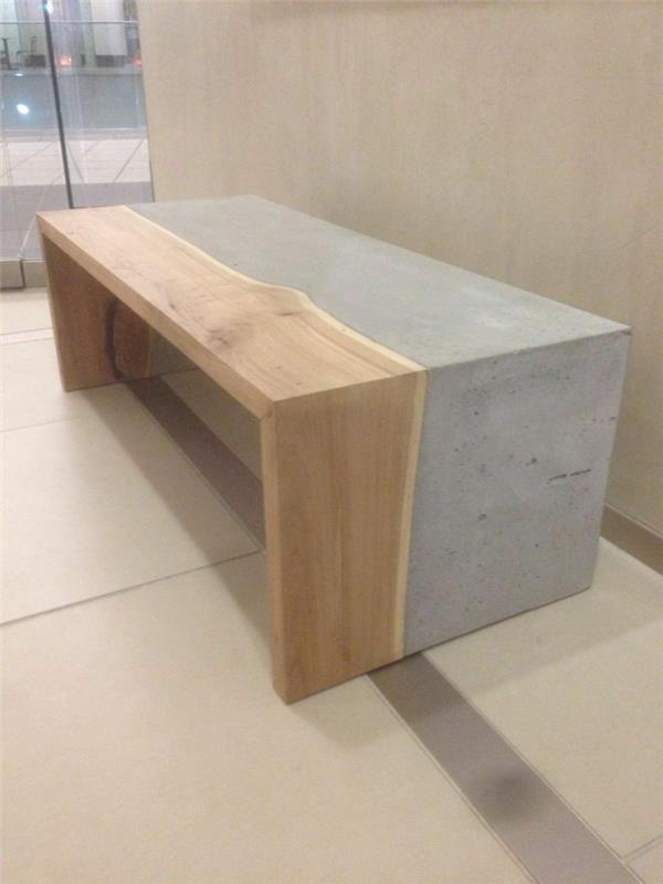 שולחן קפה בטון חלק עץ עיצוב פשוט