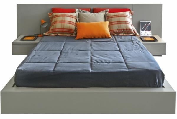 מיטת מיטה כריות כתומות מודרניות מרופדות