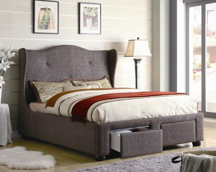 מיטה עם שטח אחסון מגירות אופנתיות חדר שינה
