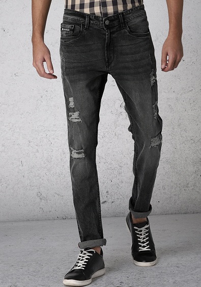 Jeans strappati graffiabili neri da uomo