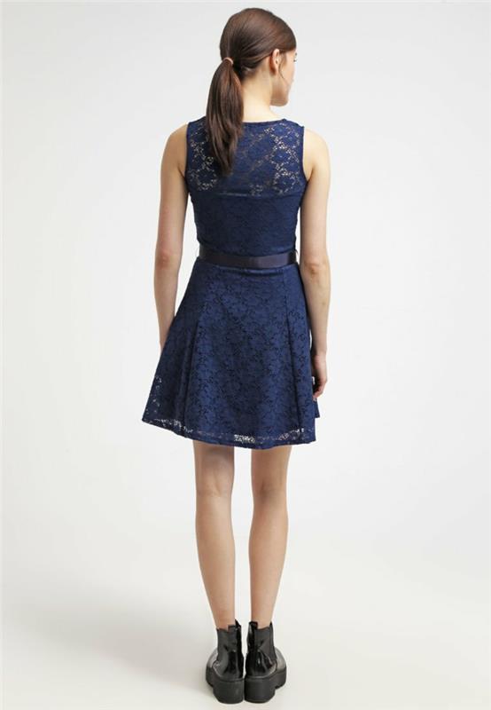 ערכת צבעים של שמלה כחולה שמלות כחולות dessin משי נוח עם גב