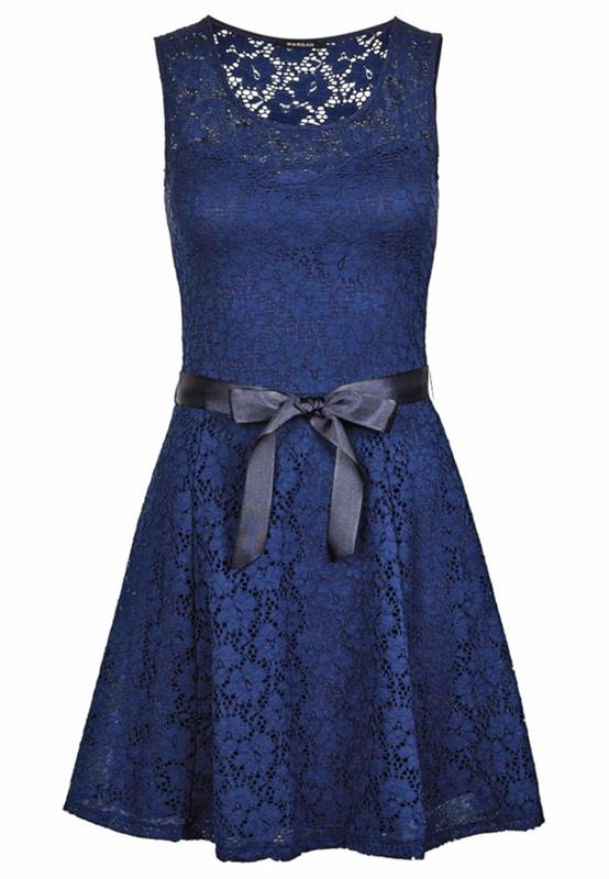 ערכת צבעים של שמלה כחולה שמלות כחולות dessin משי נוח עם תחרה