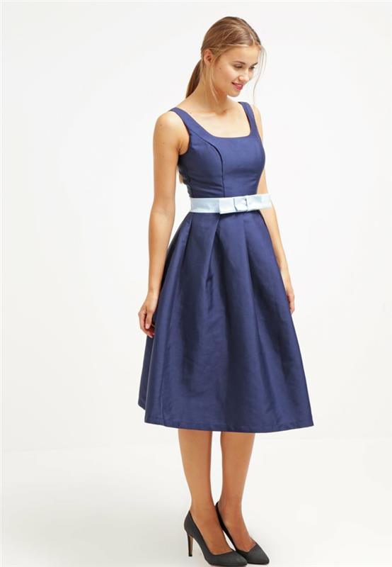 שמלה כחולה עיצוב צבע שמלות כחולות dessin משי עם מקסים