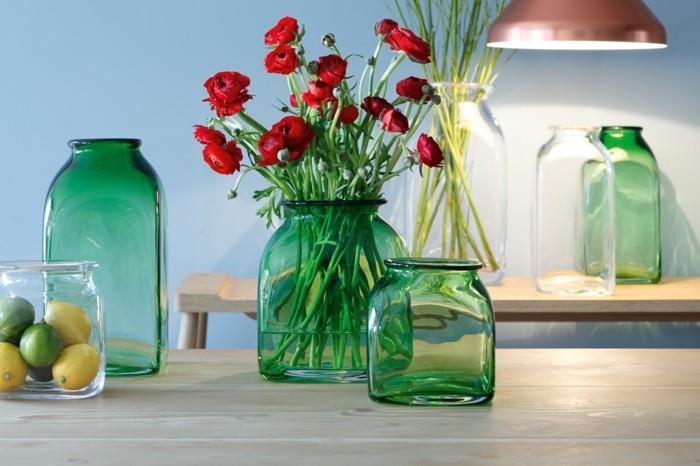 אגרטל פרחים זכוכית צבעונית קישוט שולחן ירוק פרחים lsa בינלאומיים