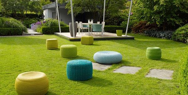 ריצוף כרית קש מושב ראטן סקוואט דשא צבעוני