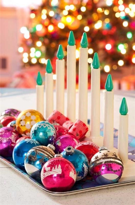 קישוט צבעוני נרות חג המולד דקו