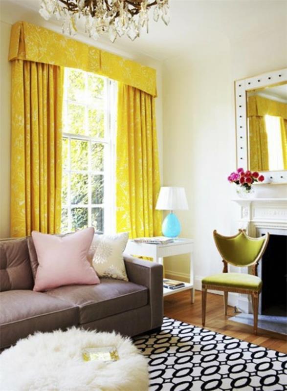 רעיונות ביתיים צבעוניים וילונות חדר צהוב