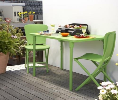רעיונות מגניבים לרהיטי מרפסת צבע כסאות שולחן ירוקים