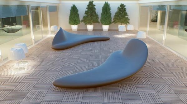 רעיון מגניב כיסא נוח וספה בגינה כחול ארגונומי
