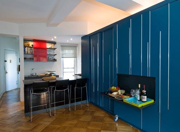 דירות קטנות ומגניבות כחול מובנה בארון פינת אוכל שולחן מתקפל