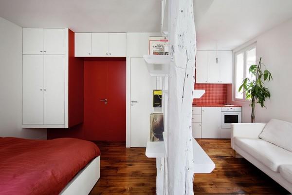 דירות מגניבות ודירות אדומות ריהוט ריצוף עץ לבן