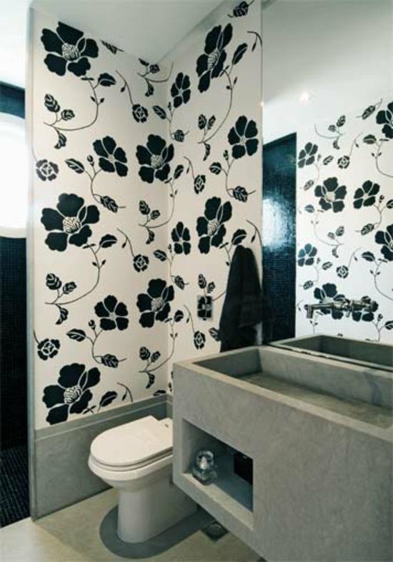 רעיונות חיים מגניבים עיצוב אמבטיה טפט דפוס פרח