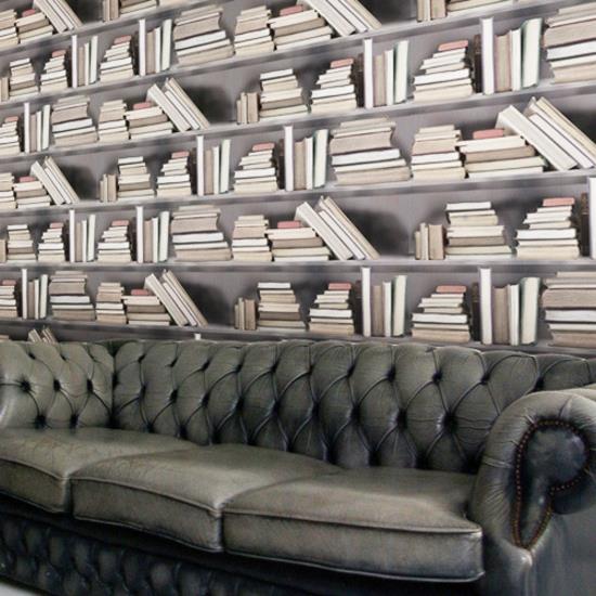 רעיונות מגורים מגניבים סלון עיצוב ספה קיר טפטים ספריית בית