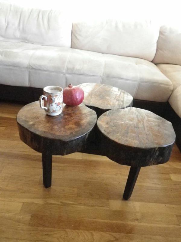 שולחן קפה ספה גביע עץ מלא