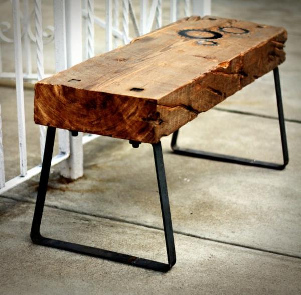 שולחן קפה מעץ מלא רגליים מתכת רהיטים מעץ מלא