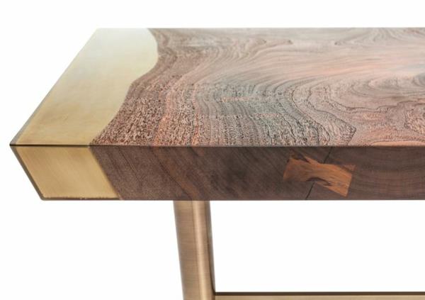 שולחן קפה מסגרת מתכת מעץ מלא עיצוב פשוט שולחנות קפה מודרניים