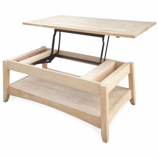 שולחן קפה מעץ מלא עם בסיס נשלף לשולחנות סלון