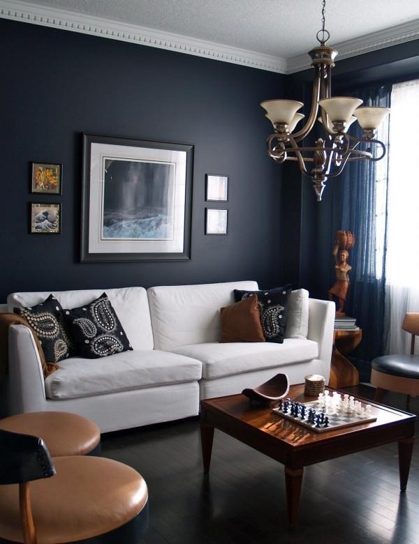 רעיונות לקישוט סלון חום וכחול טרי 15 רעיונות עיצוב יפהפיים לקיר כחול כהה