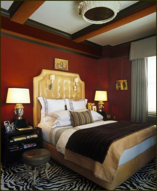 מיטת עיצוב מיטה בחדר המיטה צהוב עור בסגנון מזרחי