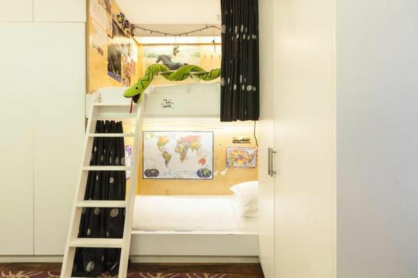 דירת בית מעצבים ניו יורק חדר ילדים סולם מיטות לופט