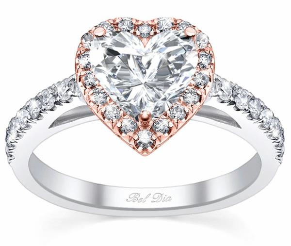 טבעת יהלומים טבעת אירוסין טבעות אירוסין בצורת לב זהב אדום