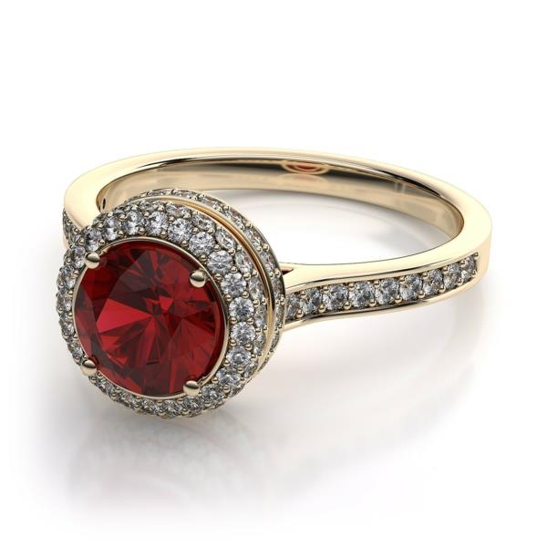 טבעת יהלום טבעת אירוסין טבעת אירוסין זהב בצורת עגול אדום ספיר