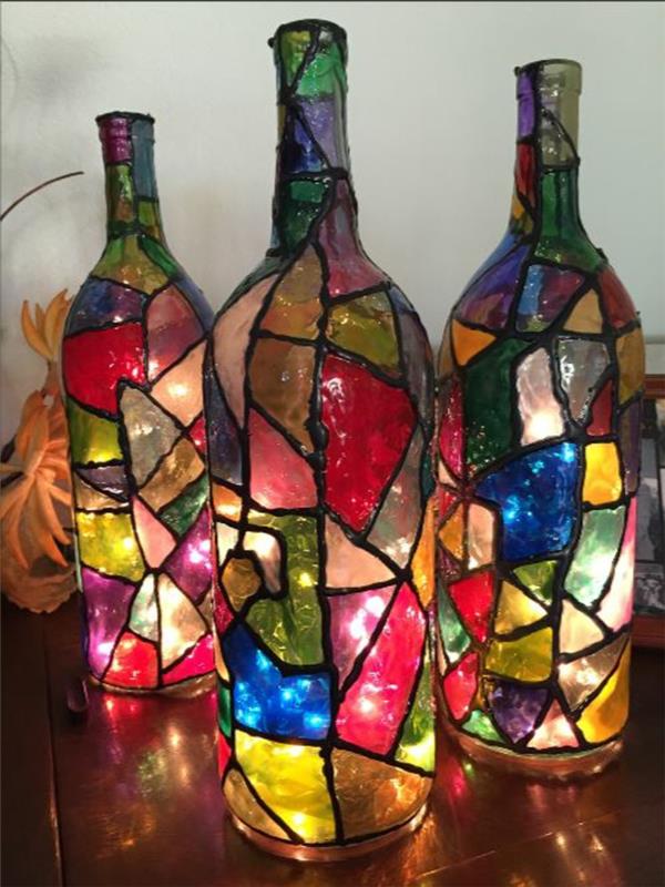 מנורות ואורות DIY מנורות לד מנורות מזרחיות עם גלאי תנועה מנורות מעצבים ציור זכוכית