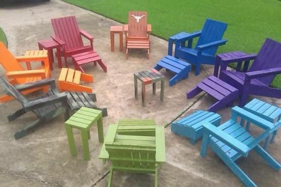 פרוייקט עשה זאת בעצמך ריהוט גן צבעוני ממשטחים כיסאות כיסא צבע צבע סט ריהוט גן