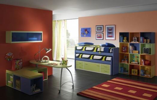 חדר הילדים הנוכחי מעצב צבעים צבעוניים ורודים מודרניים