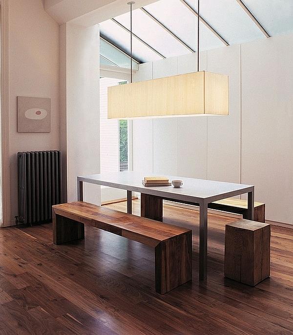 חדר אוכל רצפת עץ ספסל עץ מודרני מינימליסטי