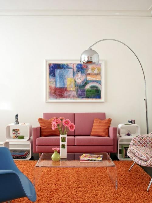 עיצוב צבע ורוד ניואנסים עיצוב רטרו עיצוב רעיונות לסלון עיצוב אקלקטי מודרני