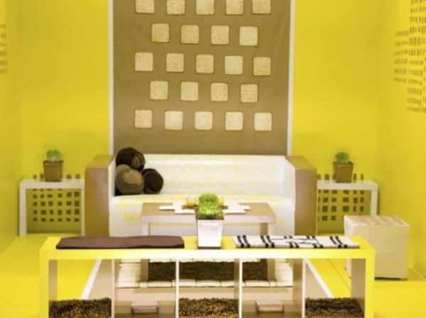עיצוב צבע רעיונות עיצוב קיר קיר צהוב