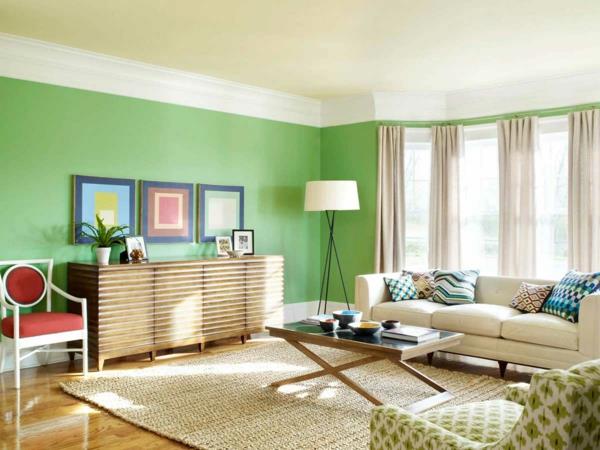 רעיון צבע סלון שטיח סיסאל ירוק